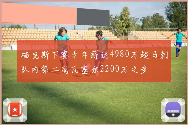 福克斯下赛季年薪达4980万超马刺队内第二高瓦塞尔2200万之多